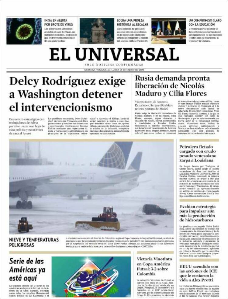 Portada de Universal (Venezuela)