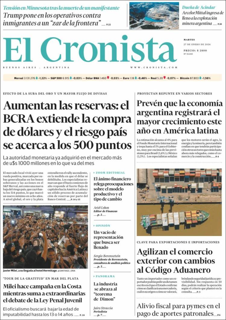 Portada de El Cronista Comercial (Argentina)
