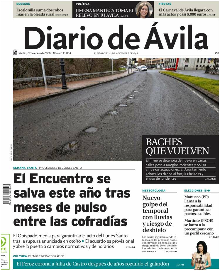 Portada de Diario de Ávila (Espa&ntilde;a)