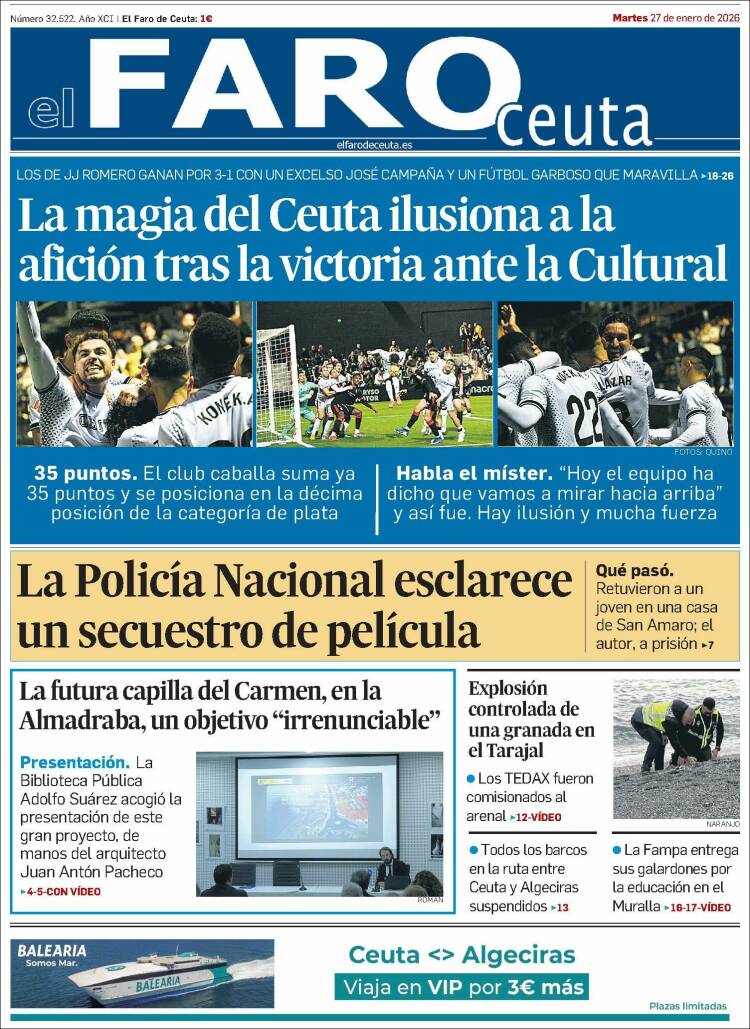 Portada de El Faro de Ceuta (Espa&ntilde;a)