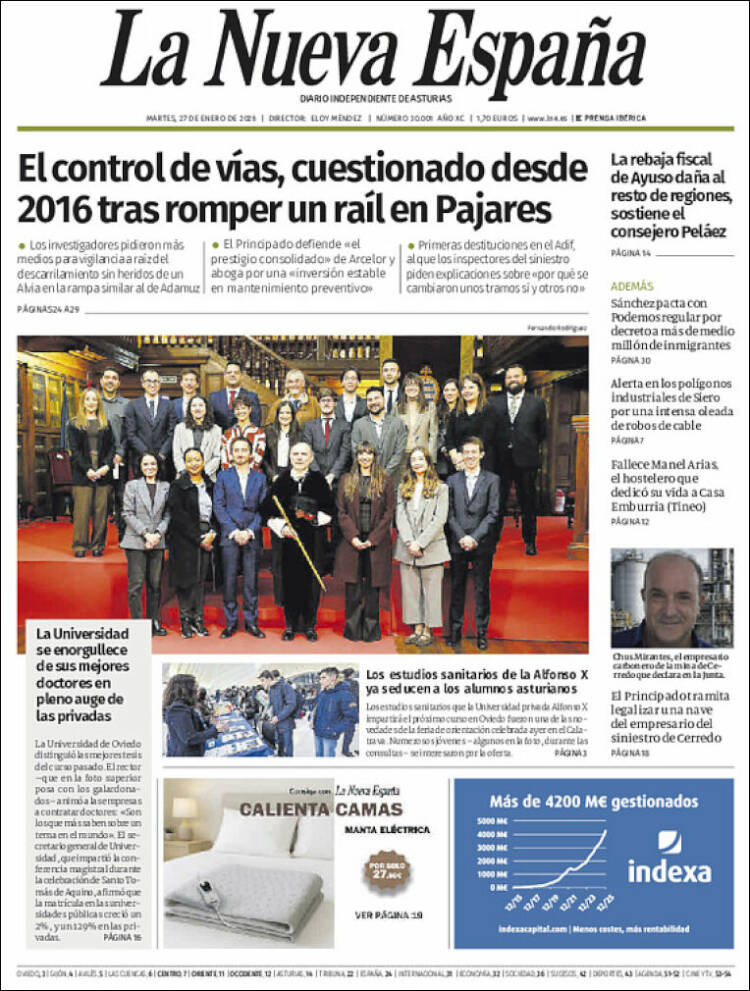 Portada de La Nueva España (Espa&ntilde;a)
