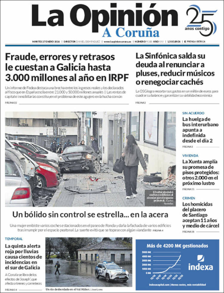 Portada de La Opinión de A Coruña (Espa&ntilde;a)
