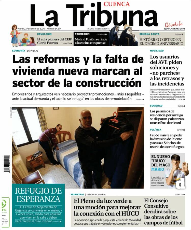 Portada de La Tribuna de Cuenca (Espa&ntilde;a)