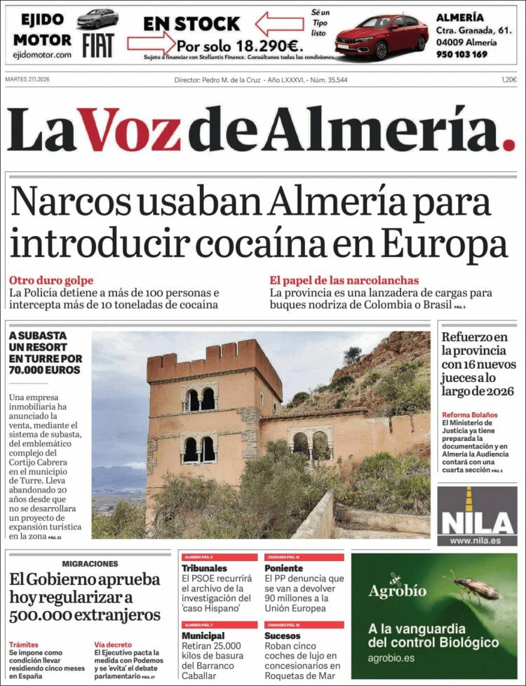 Portada de La Voz de Almería (Espa&ntilde;a)