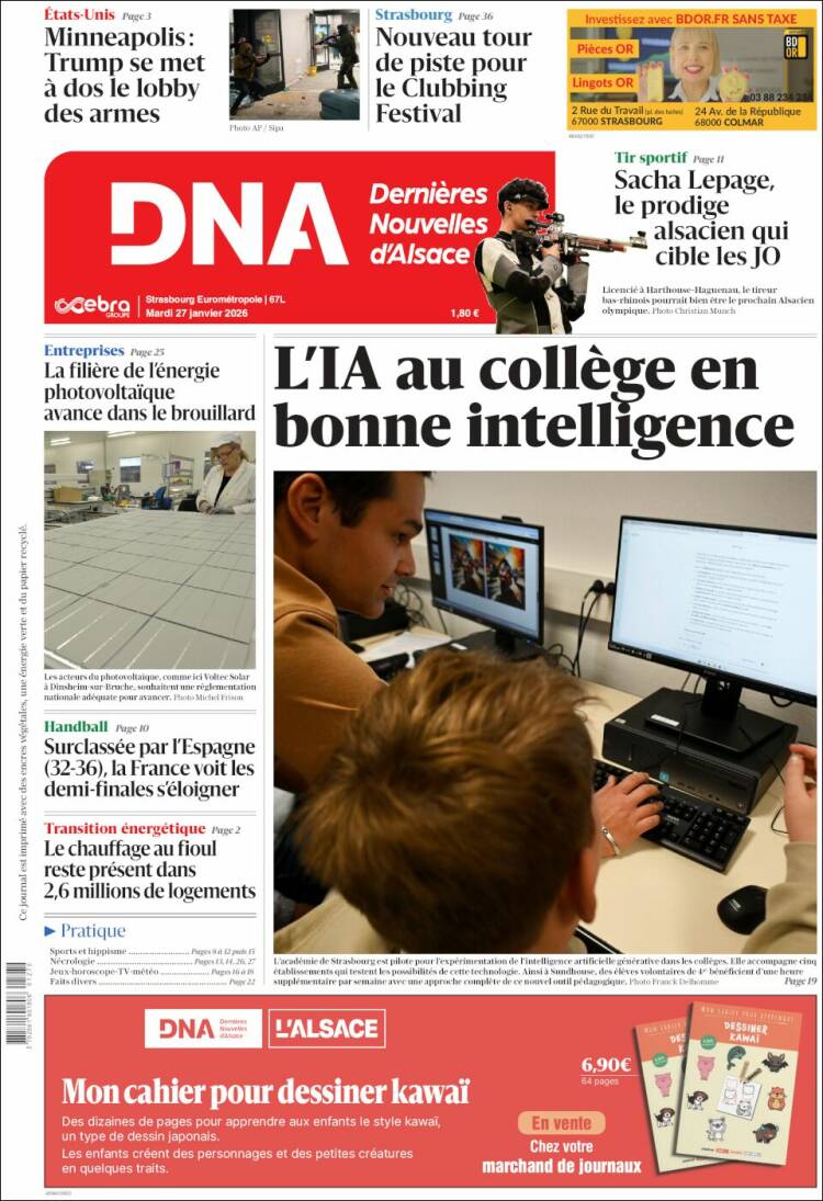 Portada de Les Dernières Nouvelles d'Alsace (Francia)