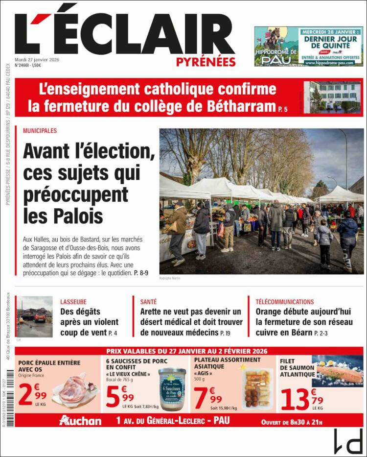 Portada de L'Eclair des Pyrénées (Francia)