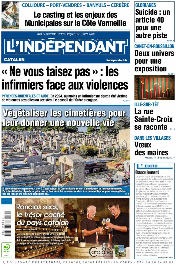 Portada de Le Indépendant (Francia)