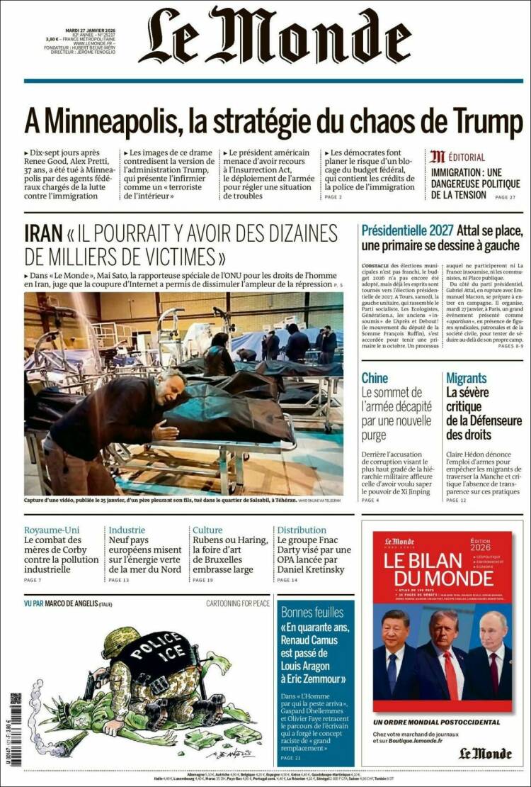 Portada de Le Monde (Francia)