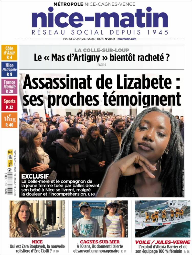 Portada de Nice-Matin (Francia)