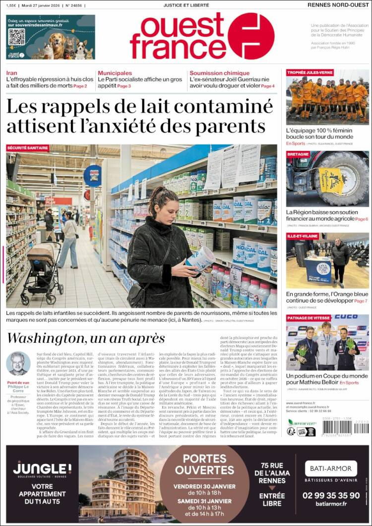 Portada de Ouest France (Francia)