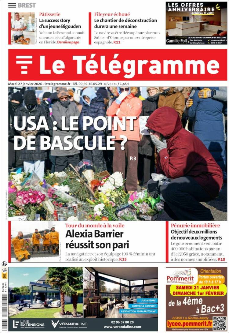 Portada de Télégramme (Francia)
