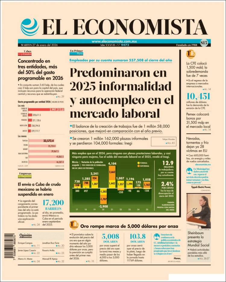 Portada de El Economista (M&eacute;xico)