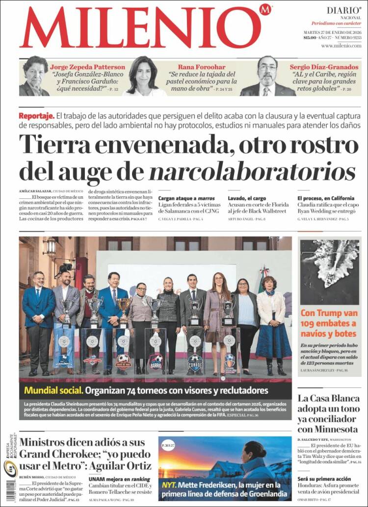 Portada de Milenio (M&eacute;xico)