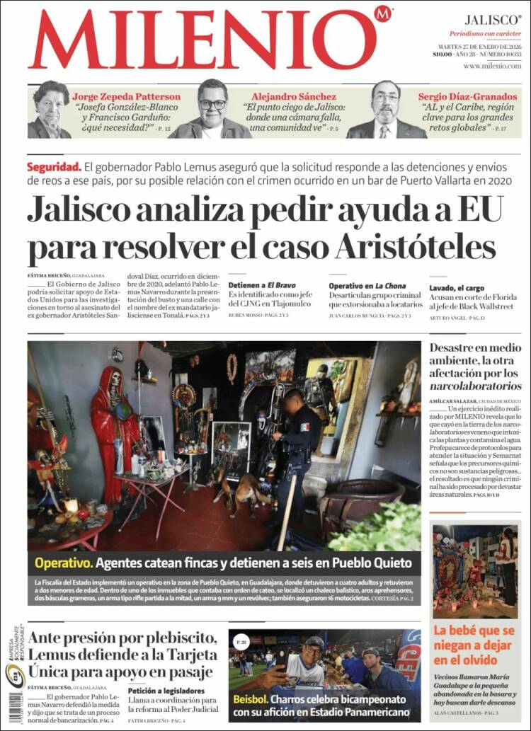 Portada de Milenio - Jalisco (M&eacute;xico)