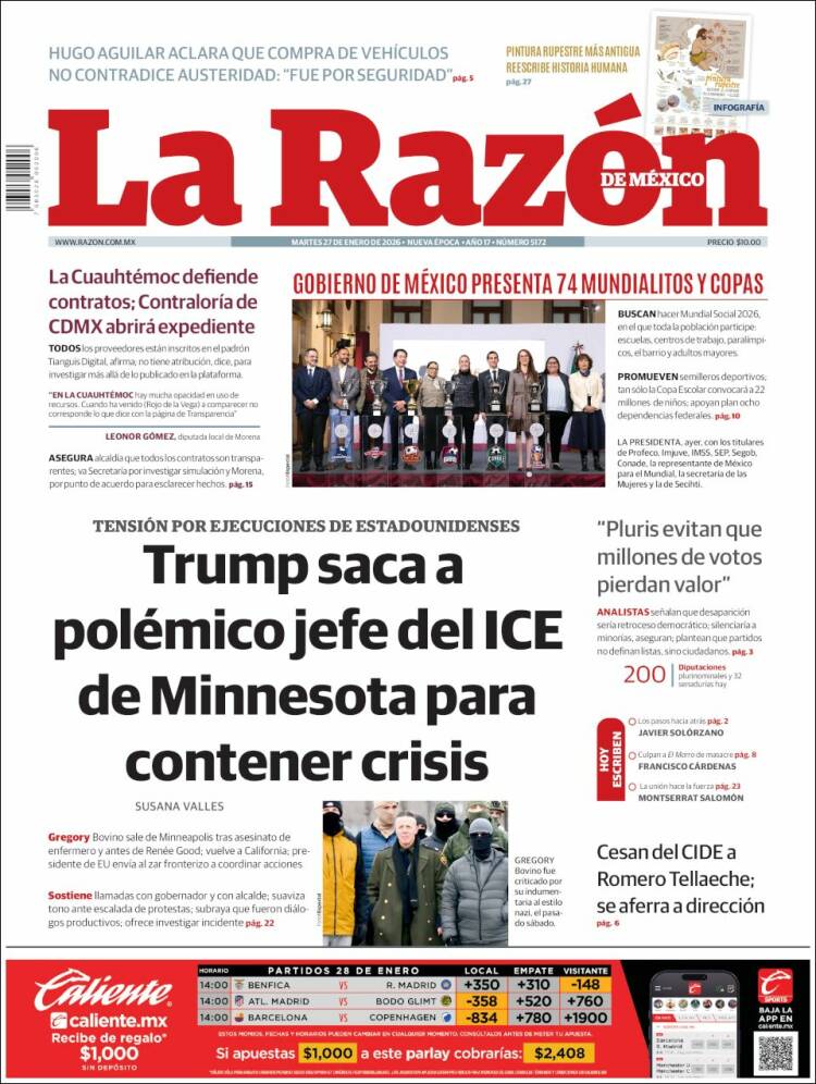 Portada de La Razón (M&eacute;xico)