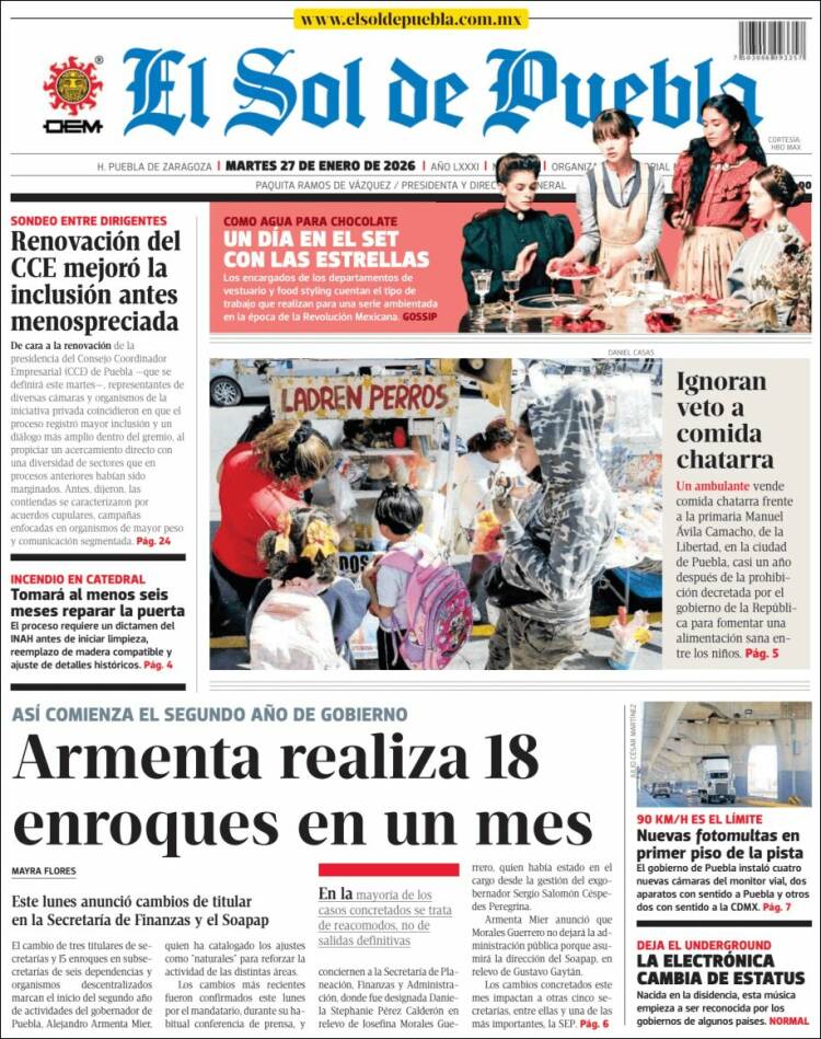 Portada de El Sol de Puebla (M&eacute;xico)