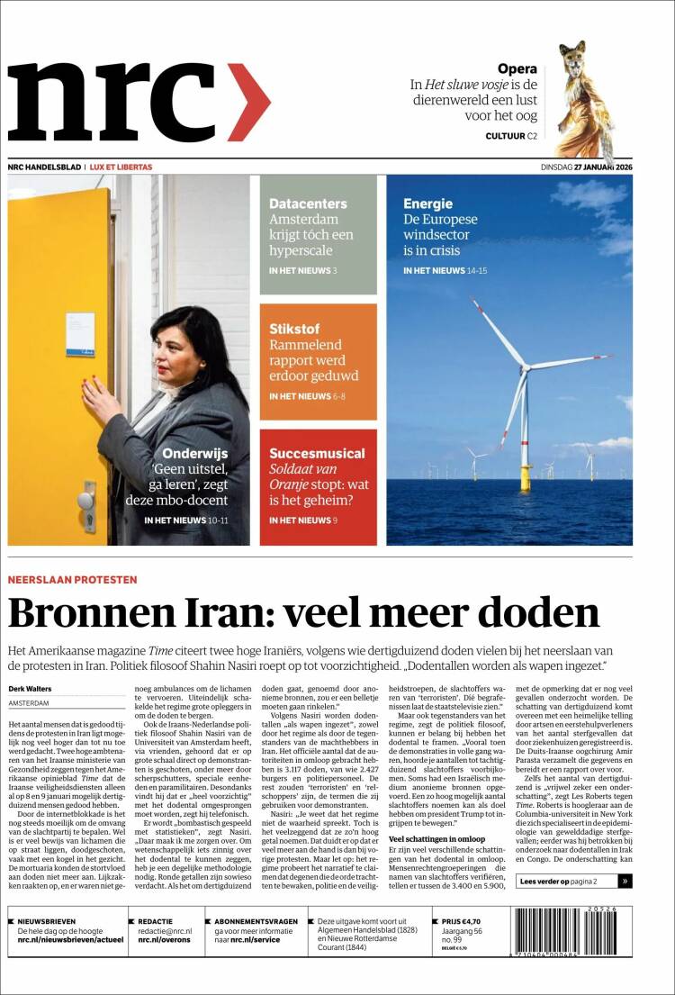 Portada de NRC Handelsblad (Pa&iacute;ses Bajos)