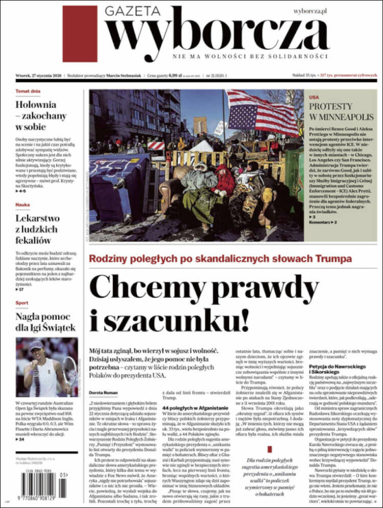 Portada de Gazeta Wyborcza (Polonia)