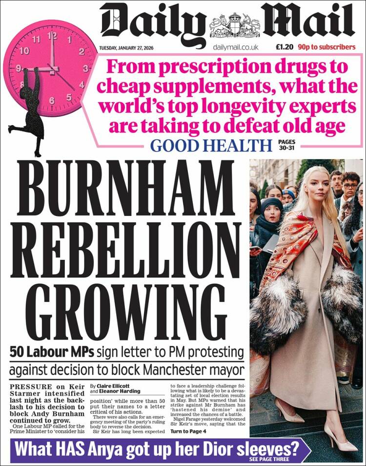 Portada de Daily Mail (Reino Unido)