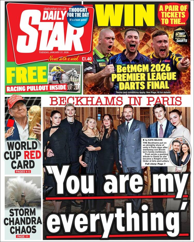 Portada de Daily Star (Reino Unido)