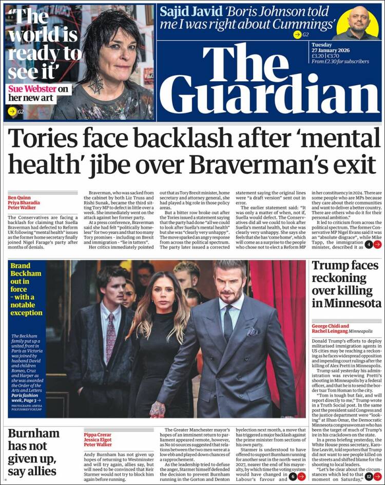 Portada de The Guardian (Reino Unido)