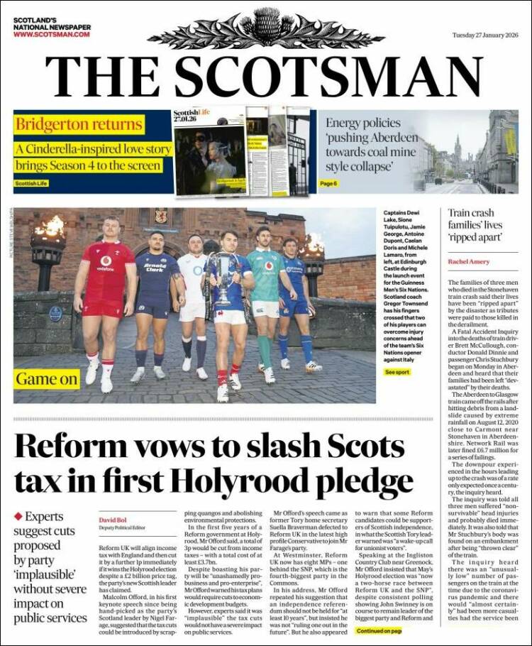 Portada de The Scotsman (Reino Unido)