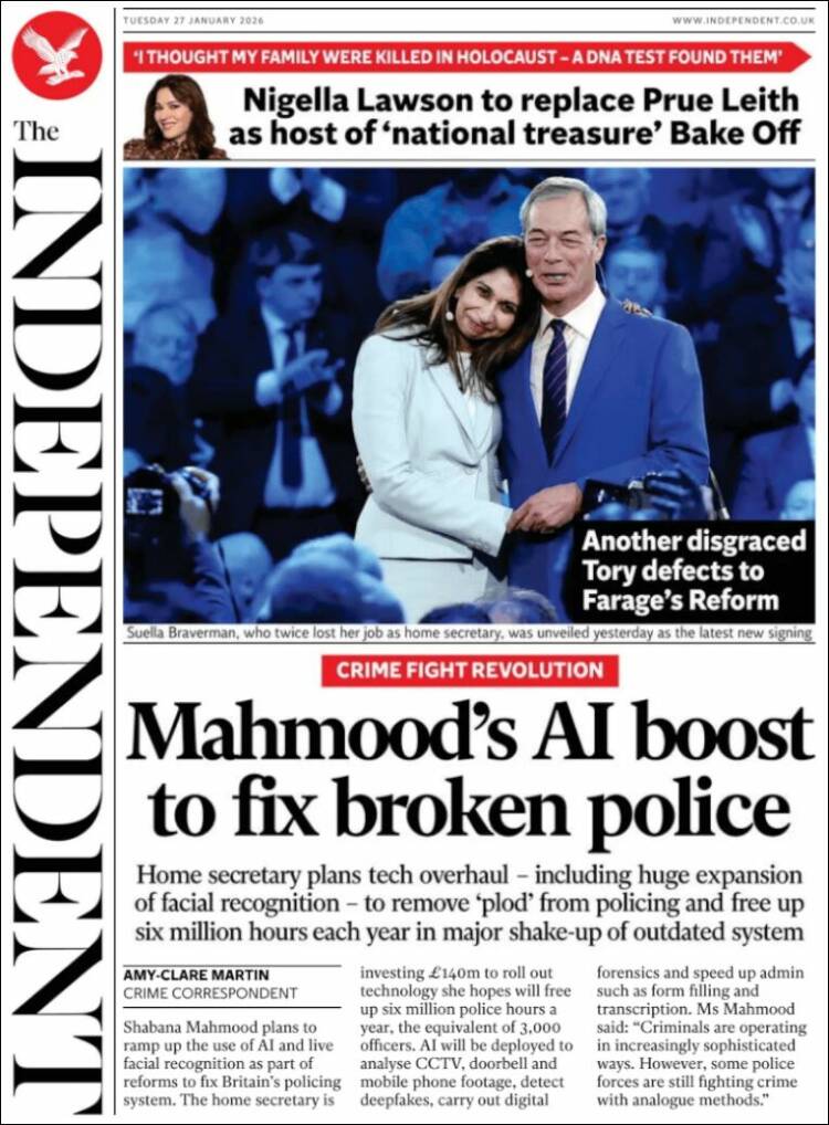 Portada de The Independent (Reino Unido)