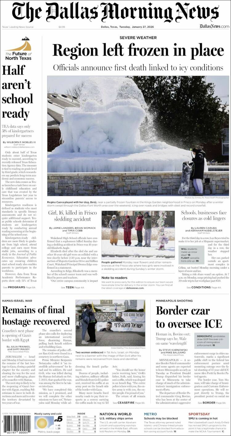 Portada de Dallas Morning News (USA)