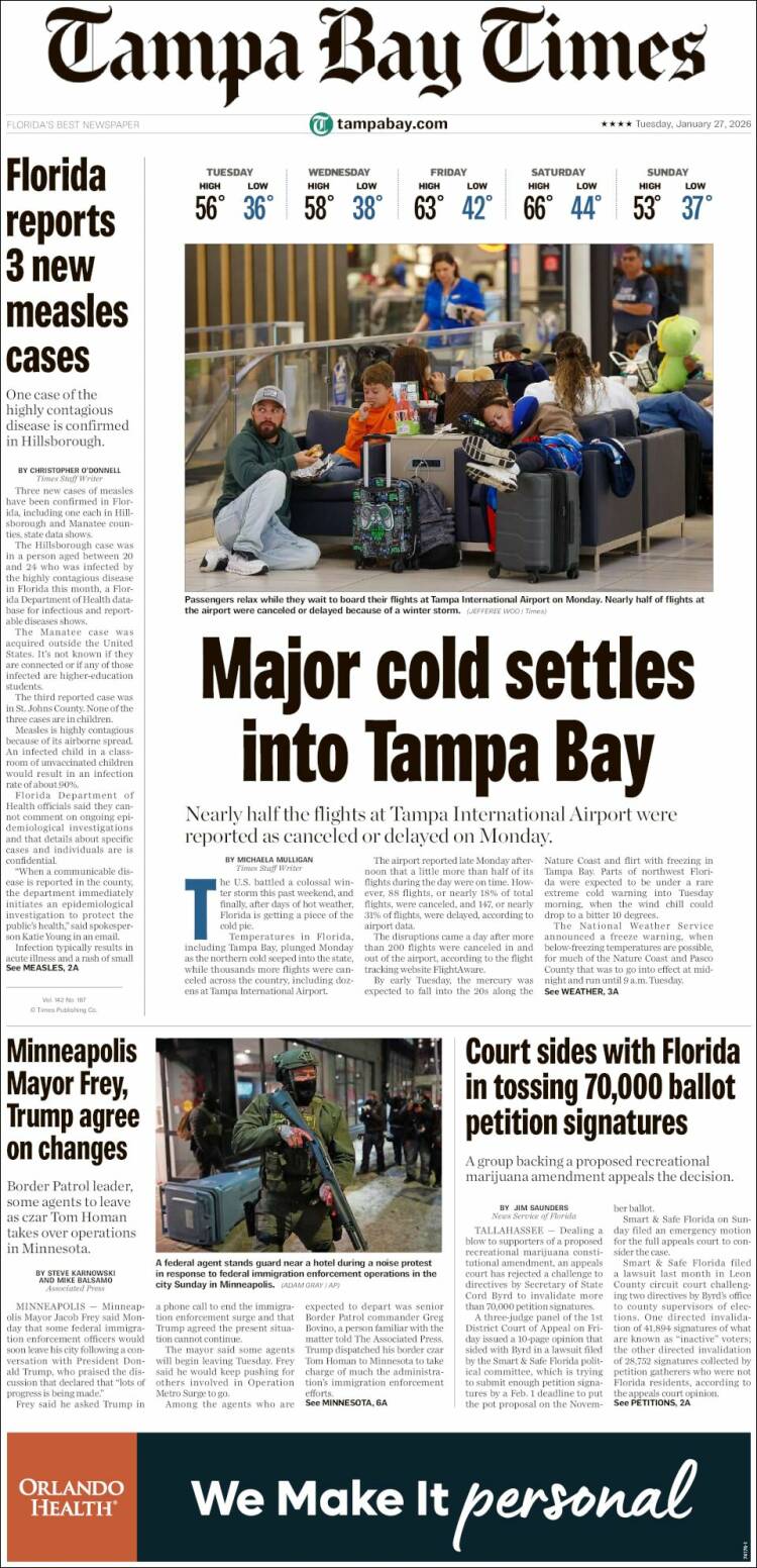 Portada de Tampa Bay Times (USA)
