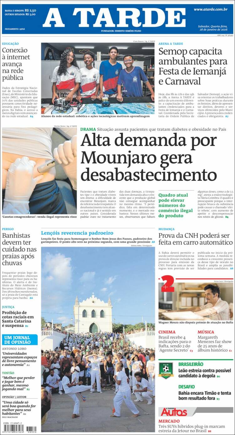 Portada de Diário A Tarde (Brasil)