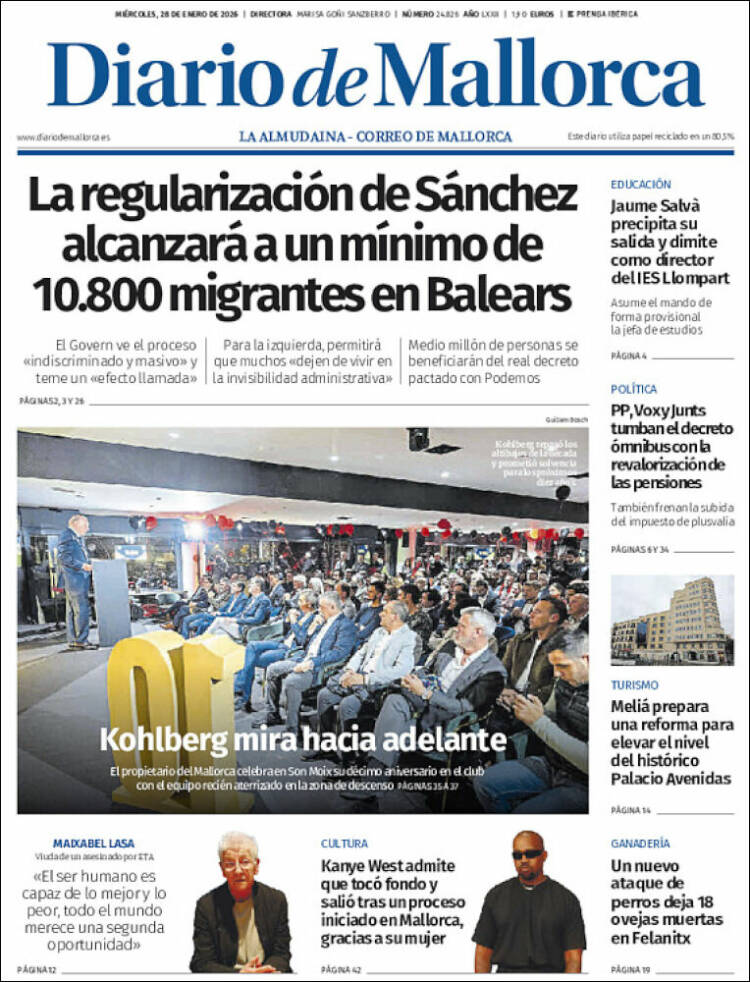 Portada de Diario de Mallorca (Espa&ntilde;a)