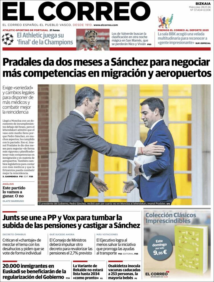 Portada de El Correo (Espa&ntilde;a)