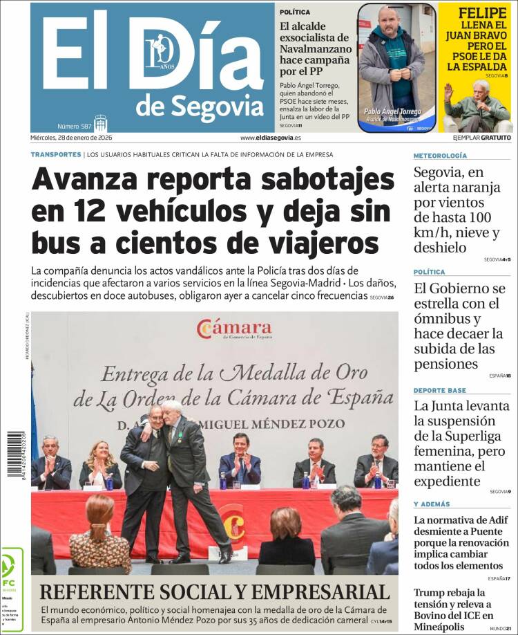 Portada de El Día de Segovia (Espa&ntilde;a)
