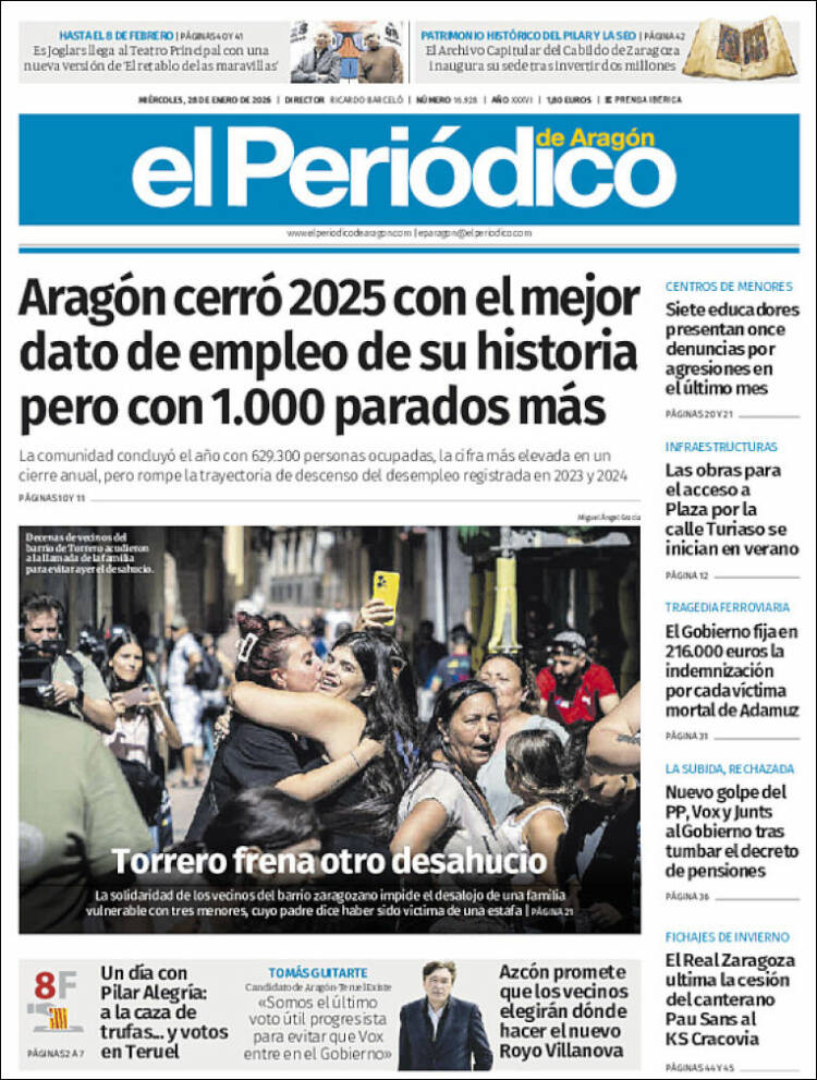 Portada de El Periódico de Aragón (Espa&ntilde;a)