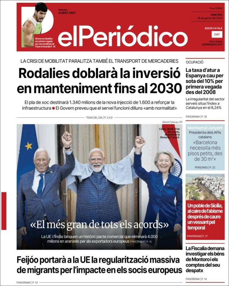 Portada de El Periódico de Catalunya (Espa&ntilde;a)
