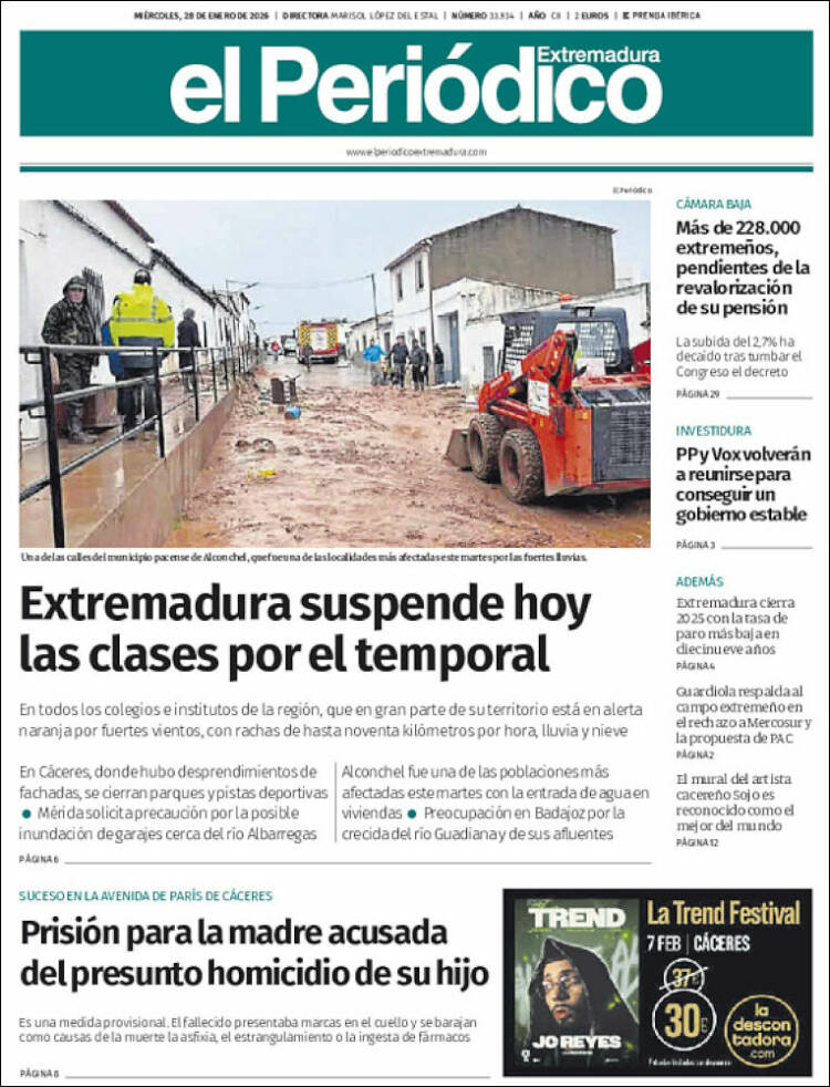 Portada de El Periódico de Extremadura (Espa&ntilde;a)