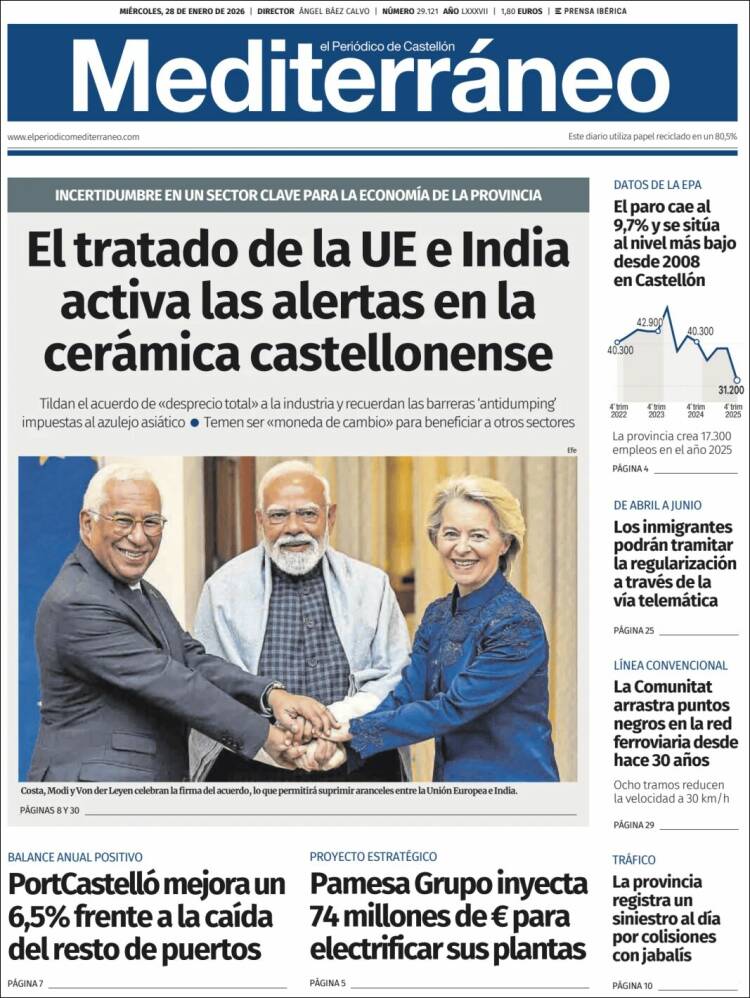 Portada de El Periódico Mediterraneo (Espa&ntilde;a)