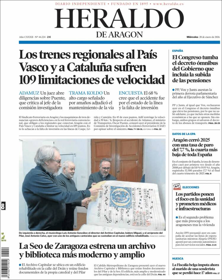 Portada de Heraldo de Aragón (Espa&ntilde;a)
