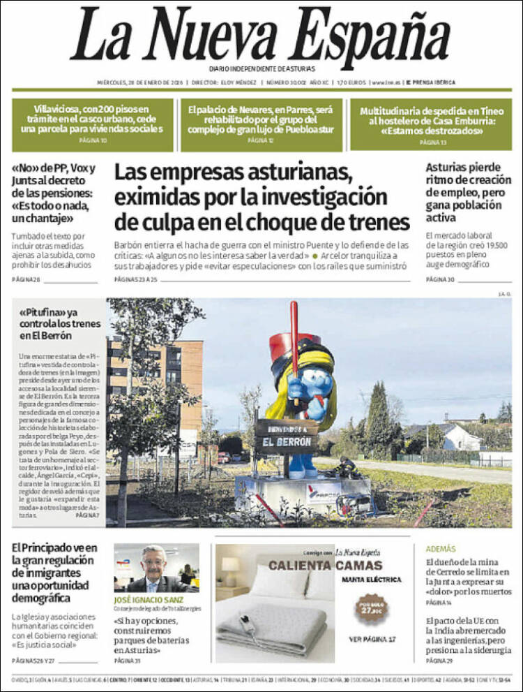 Portada de La Nueva España (Espa&ntilde;a)