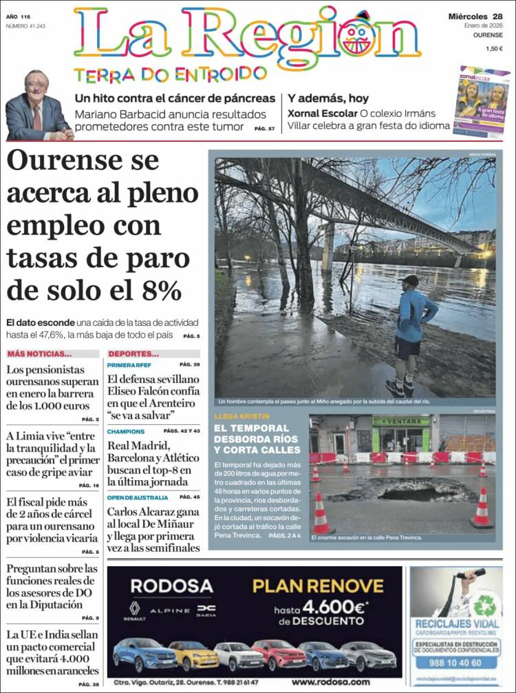 Portada de La Región de Ourense (Espa&ntilde;a)