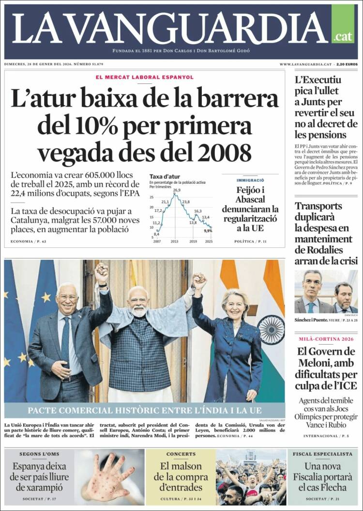 Portada de La Vanguardia (Espa&ntilde;a)