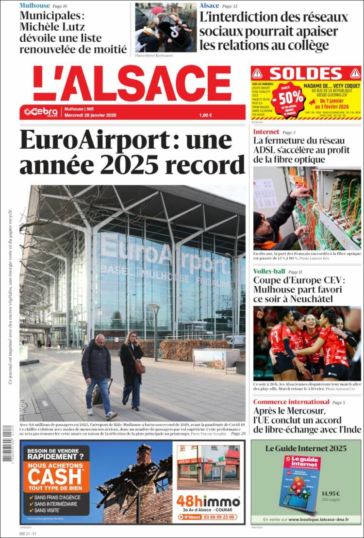 Portada de Journal L'Alsace (Francia)