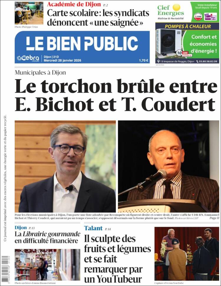 Portada de Le Bien Public (Francia)