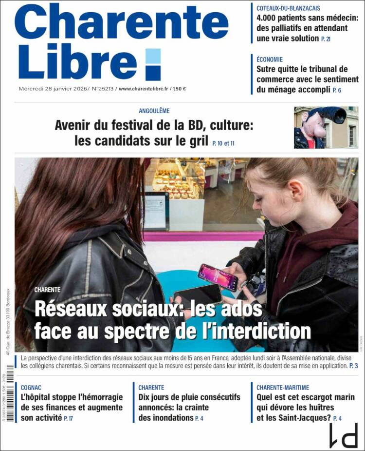 Portada de Charente Libre (Francia)