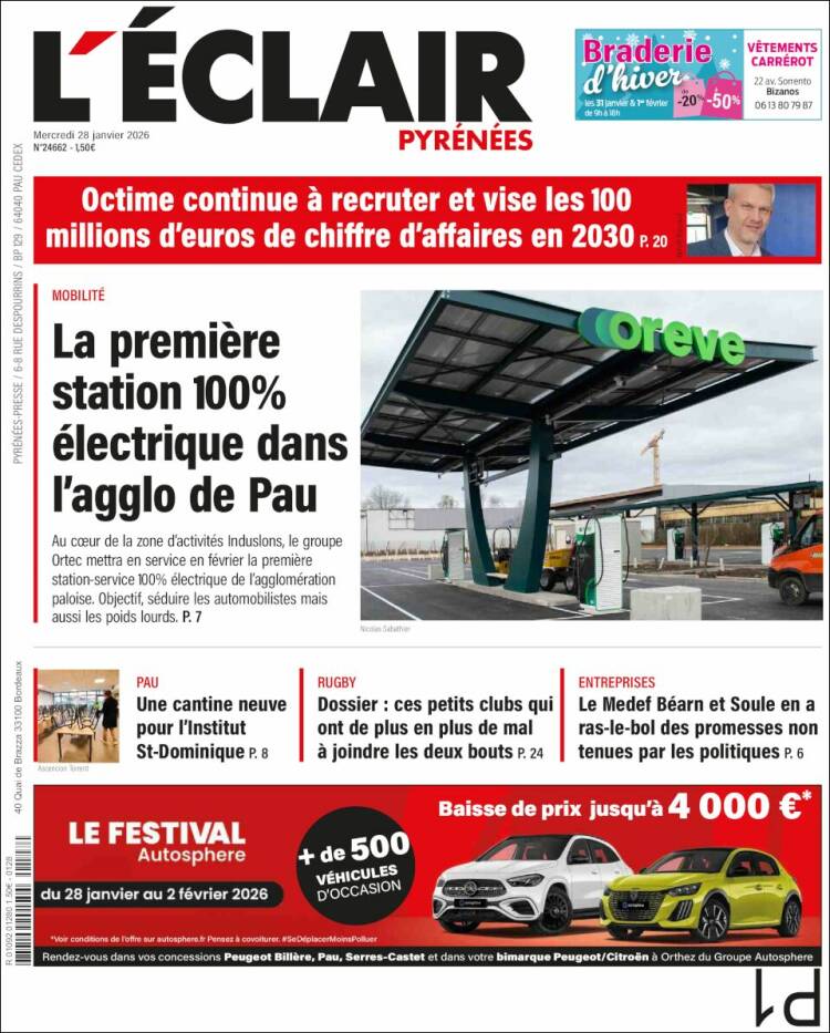 Portada de L'Eclair des Pyrénées (Francia)