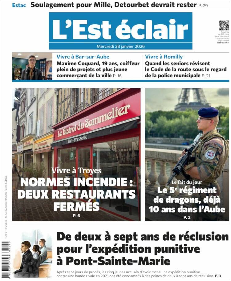 Portada de L'Est Eclair (Francia)