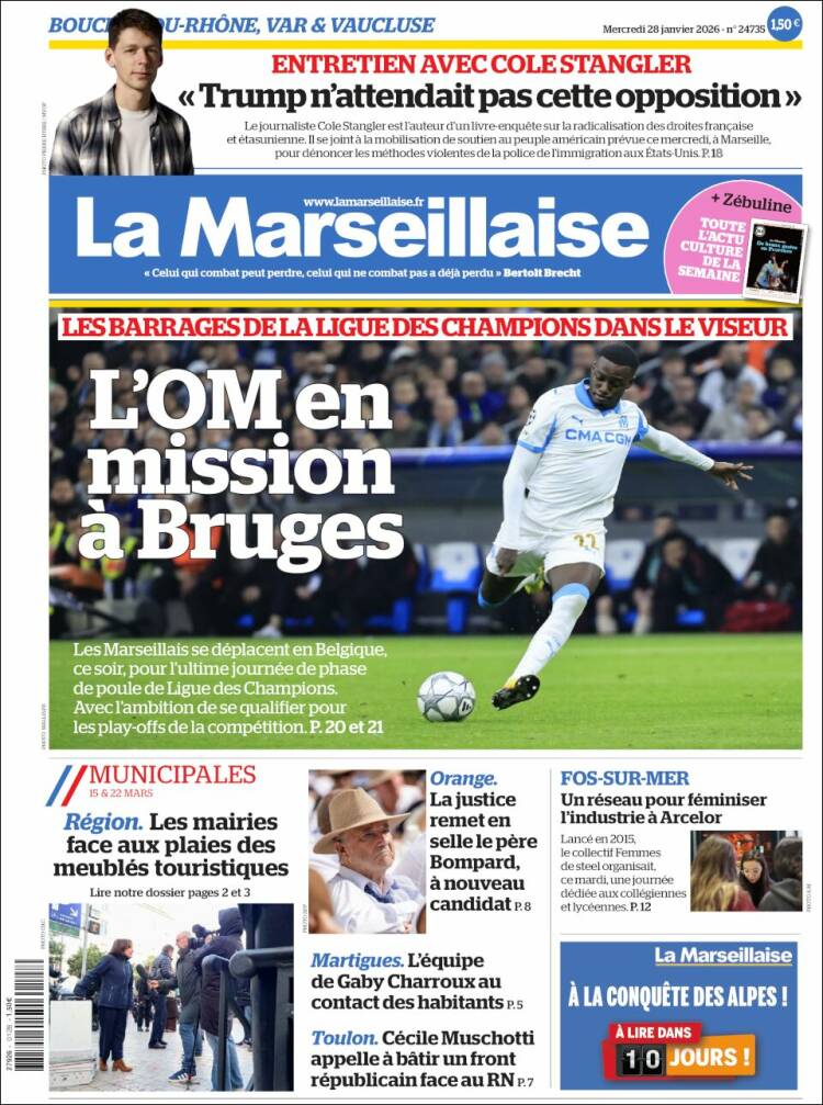 Portada de La Marseillaise (Francia)