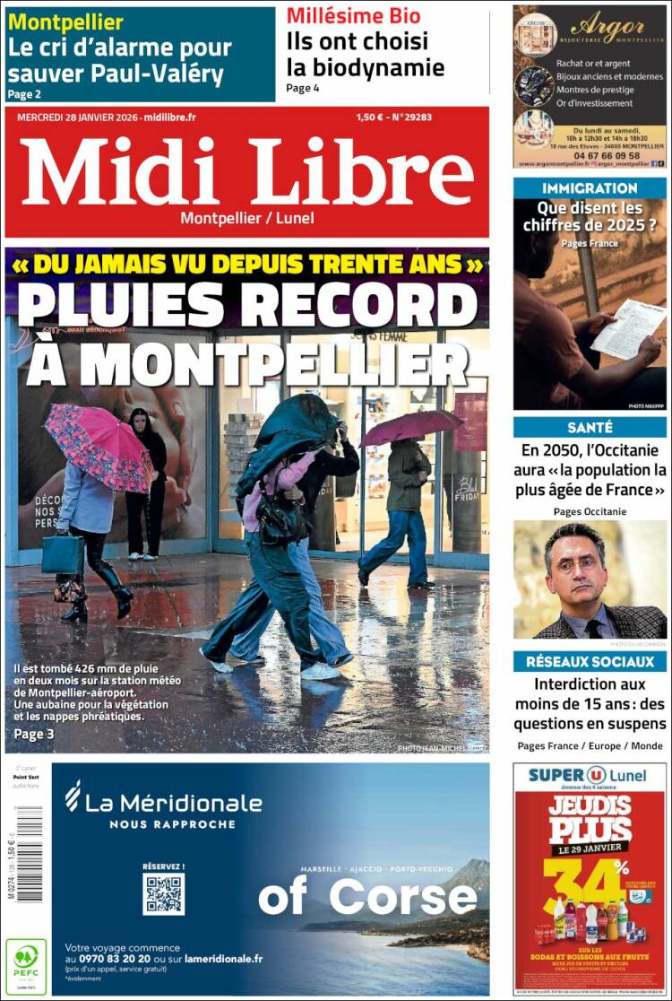 Portada de Midi Libre (Francia)