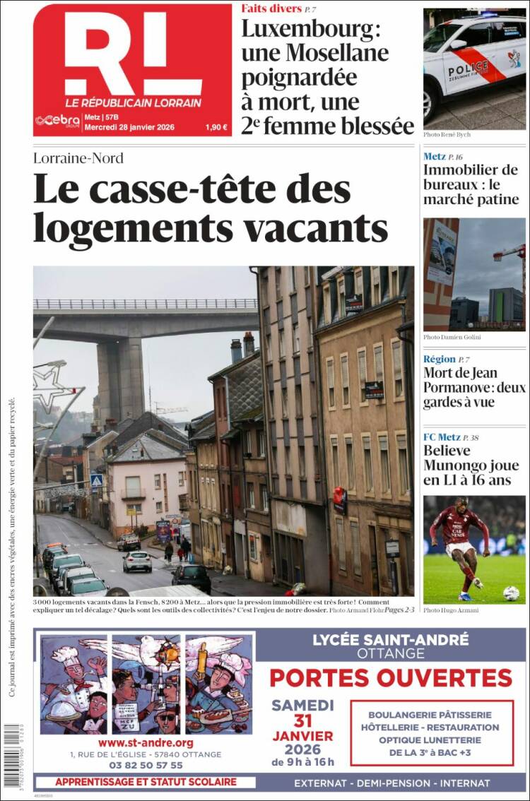 Portada de Le Republicain Lorrain (Francia)