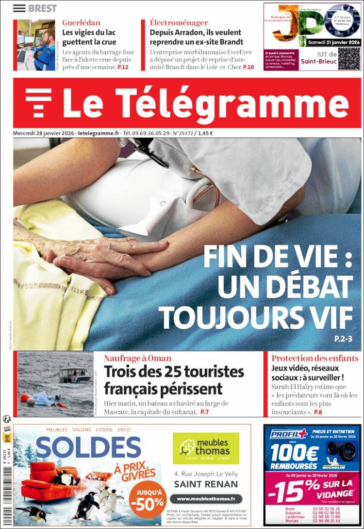 Portada de Télégramme (Francia)